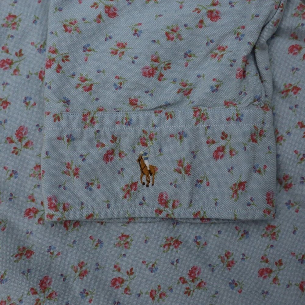 Ralph Lauren Sport Shirt Mens M Blue Floral Button Up Half Sleeve Collared Top - Picture 9 of 16